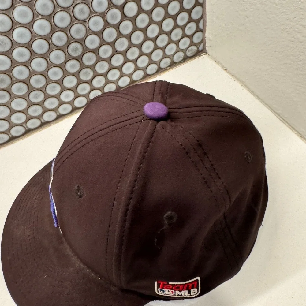 Vintage Colorado Rookies Hat Cap OC Sports Youth MLB Baseball Black Purple Strap